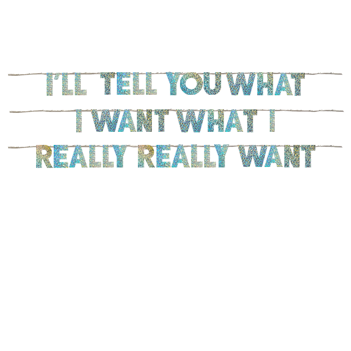 TELL YOU WHAT I WANT WHAT I REALLY REALLY WANT
