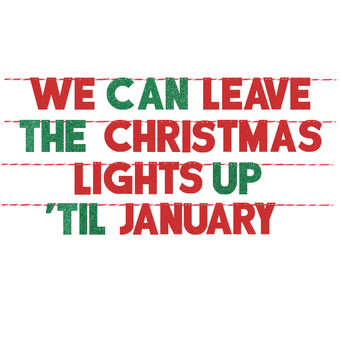 WE CAN LEAVE THE CHRISTMAS LIGHTS UP 'TIL JANUARY